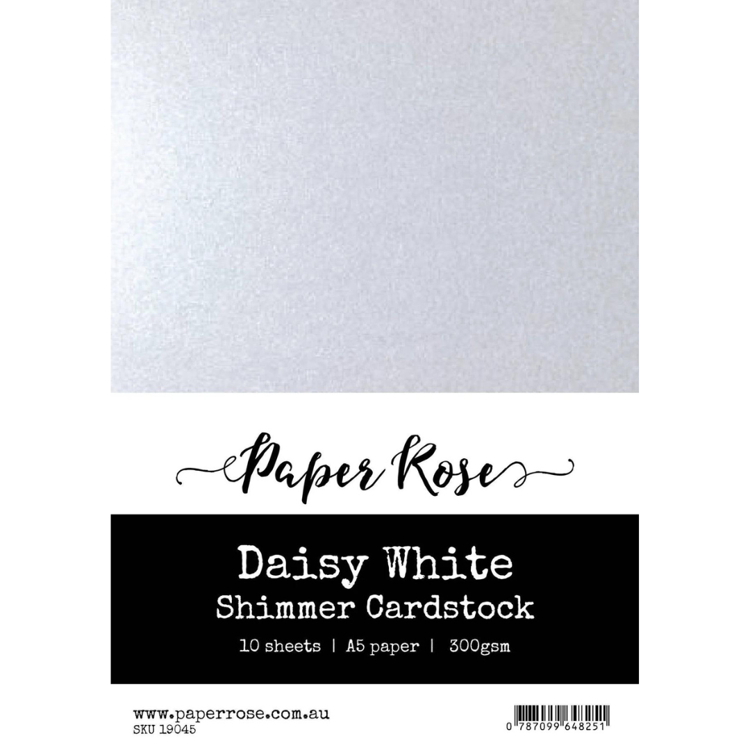 Paper Rose Studio - Daisy White Shimmer Cardstock A5 (10 sheet pack)