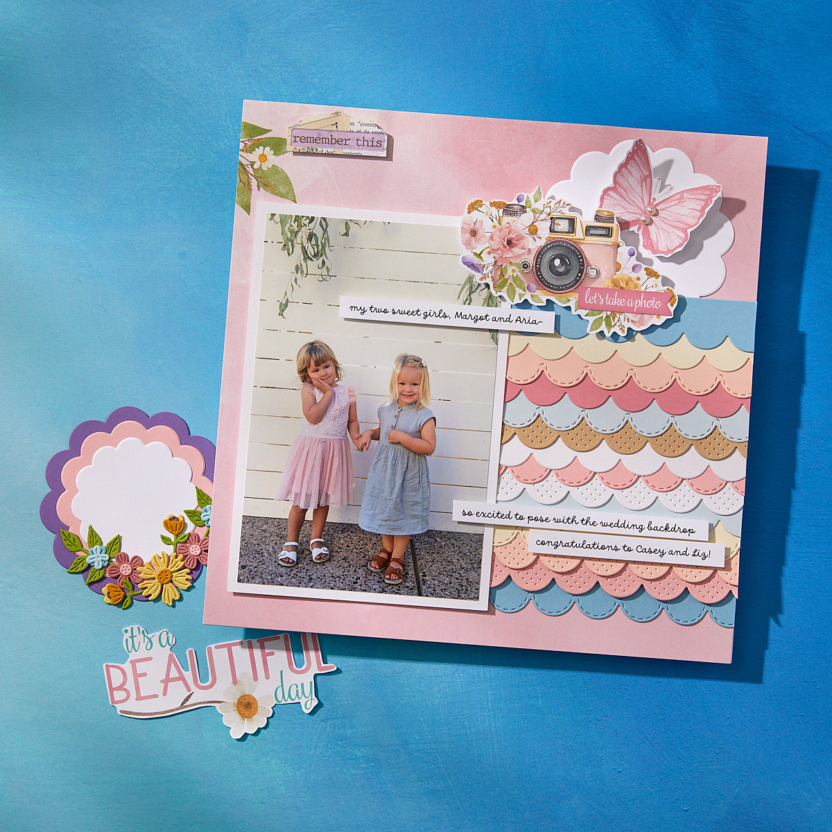 Spellbinders - Stitch & Dots Scallop Borders Etched Dies from the Simple Vintage Flower Shoppe Collection with Simple Stories