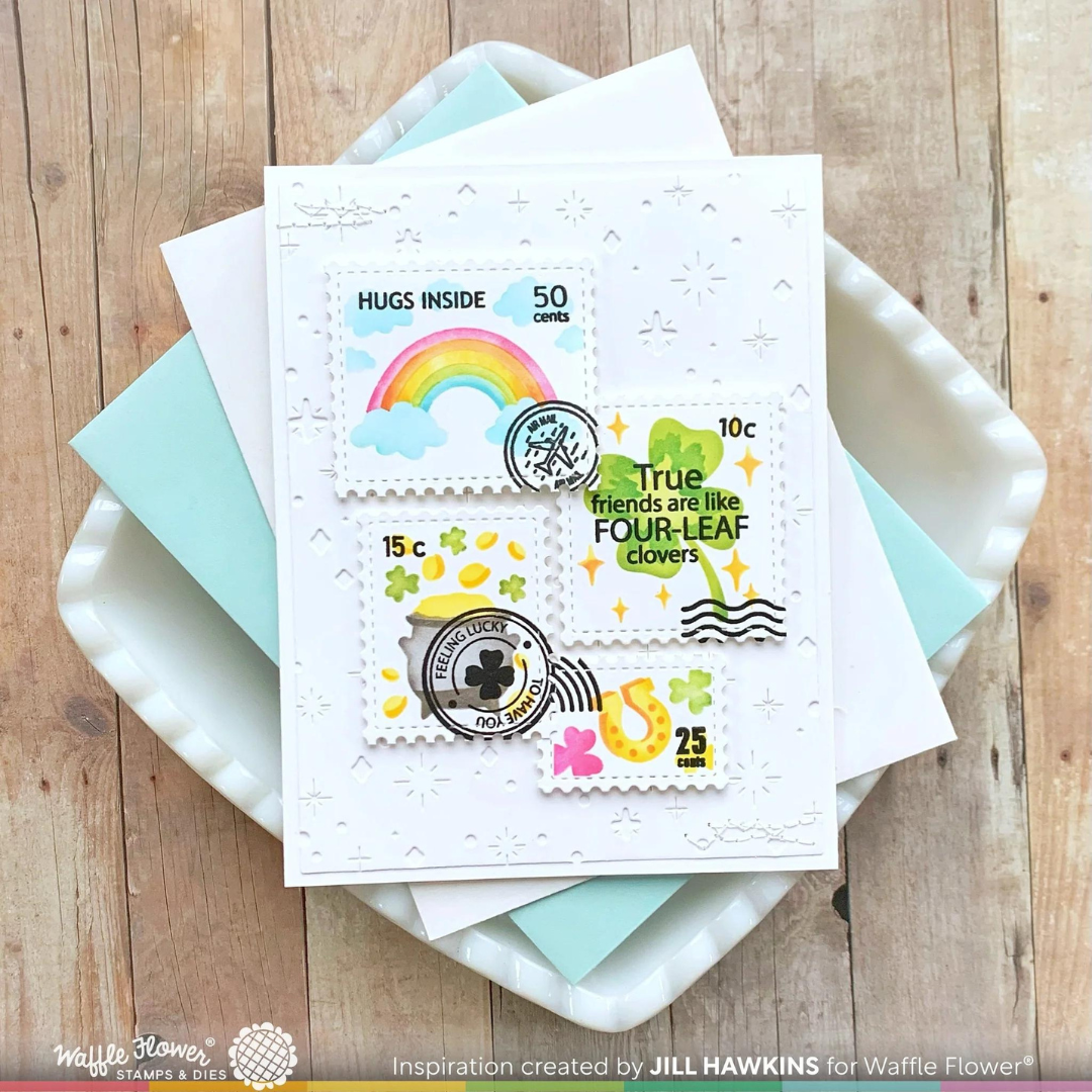 Waffle Flower - Postage Collage Lucky Stamp Set