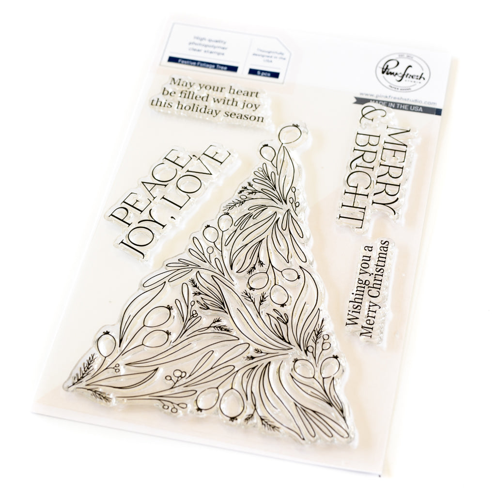 Pinkfresh Studio Festive Foliage Tree Stamp