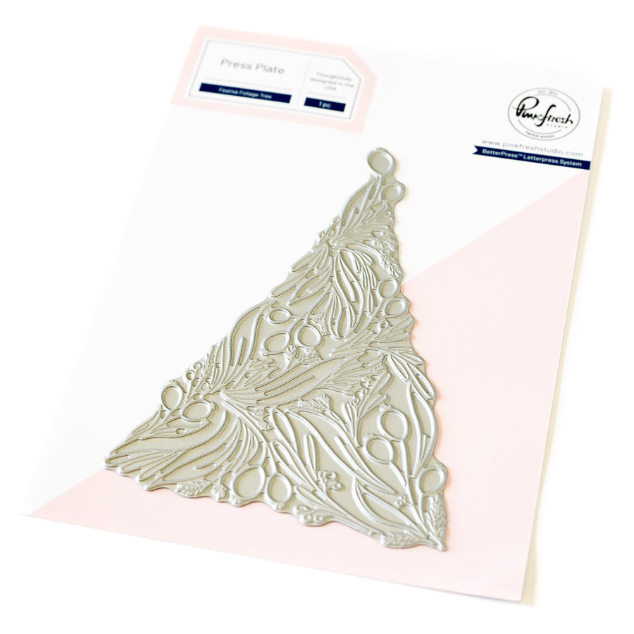 Pinkfresh Studio Festive Foliage Tree Press Plate