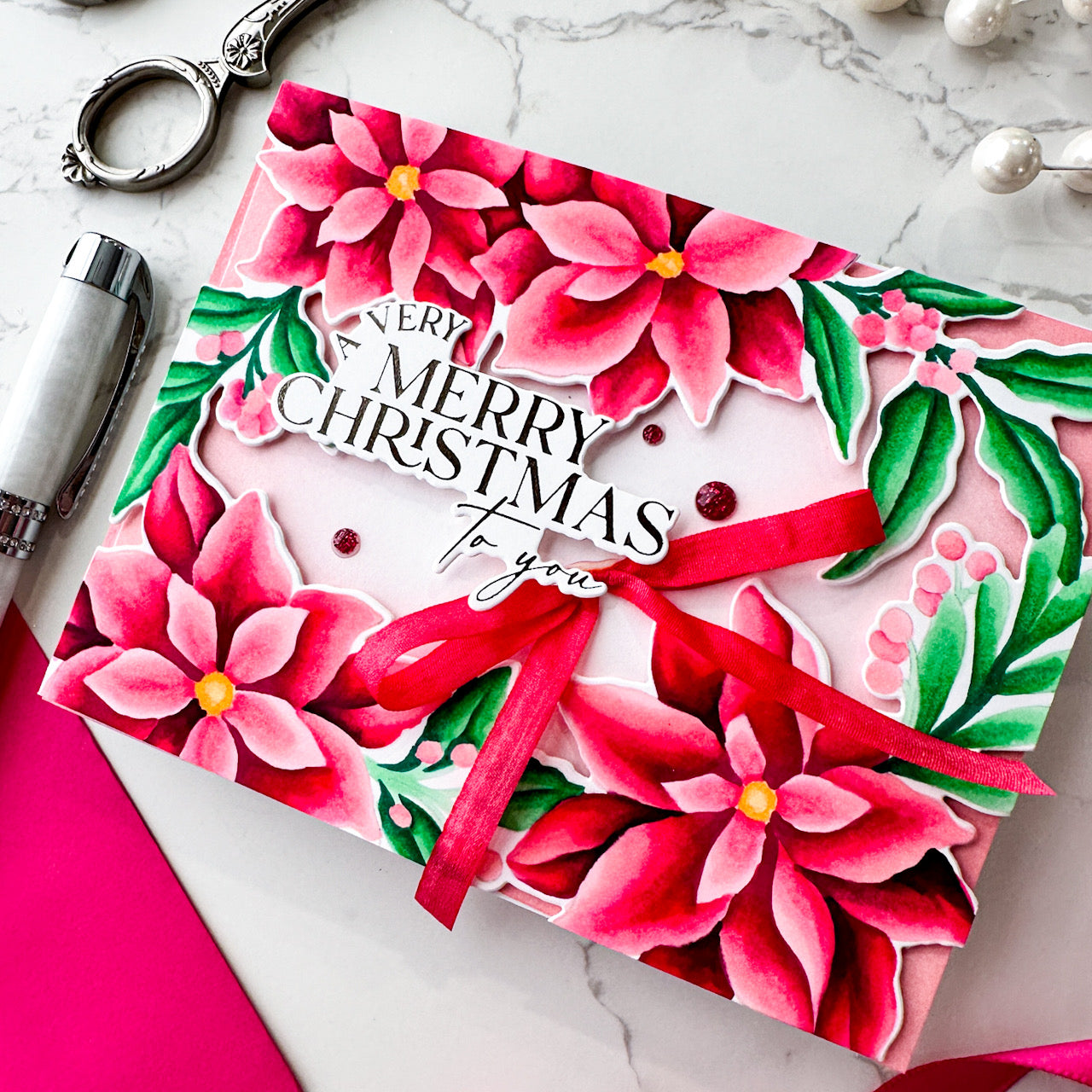 Pinkfresh Studio - Poinsettia Frame Cling Stamp