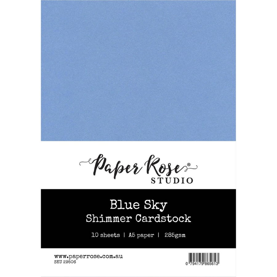 Paper Rose Studio - Blue Sky Shimmer Cardstock A5 (10 sheet pack)