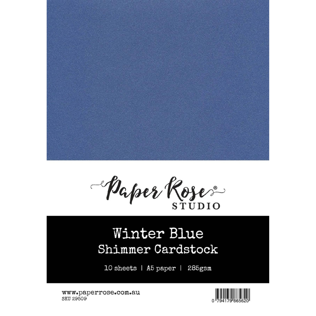 Paper Rose Studio - Winter Blue Shimmer Cardstock A5 (10 sheet pack)