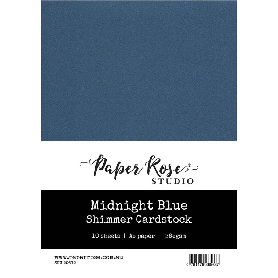 Paper Rose Studio - Midnight Blue Shimmer Cardstock A5 (10 sheet pack)