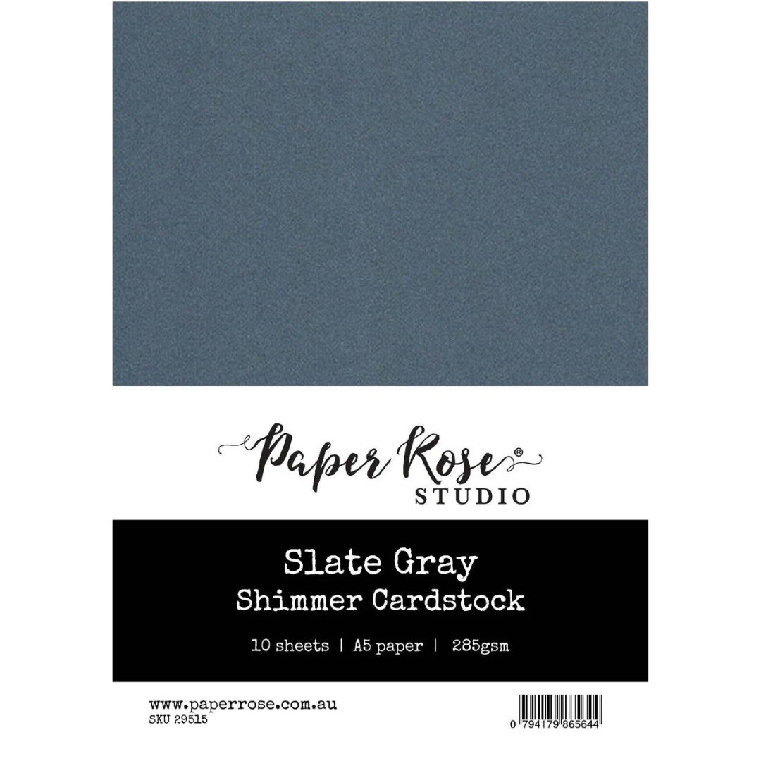 Paper Rose Studio - Slate Grey Shimmer Cardstock A5 (10 sheet pack)