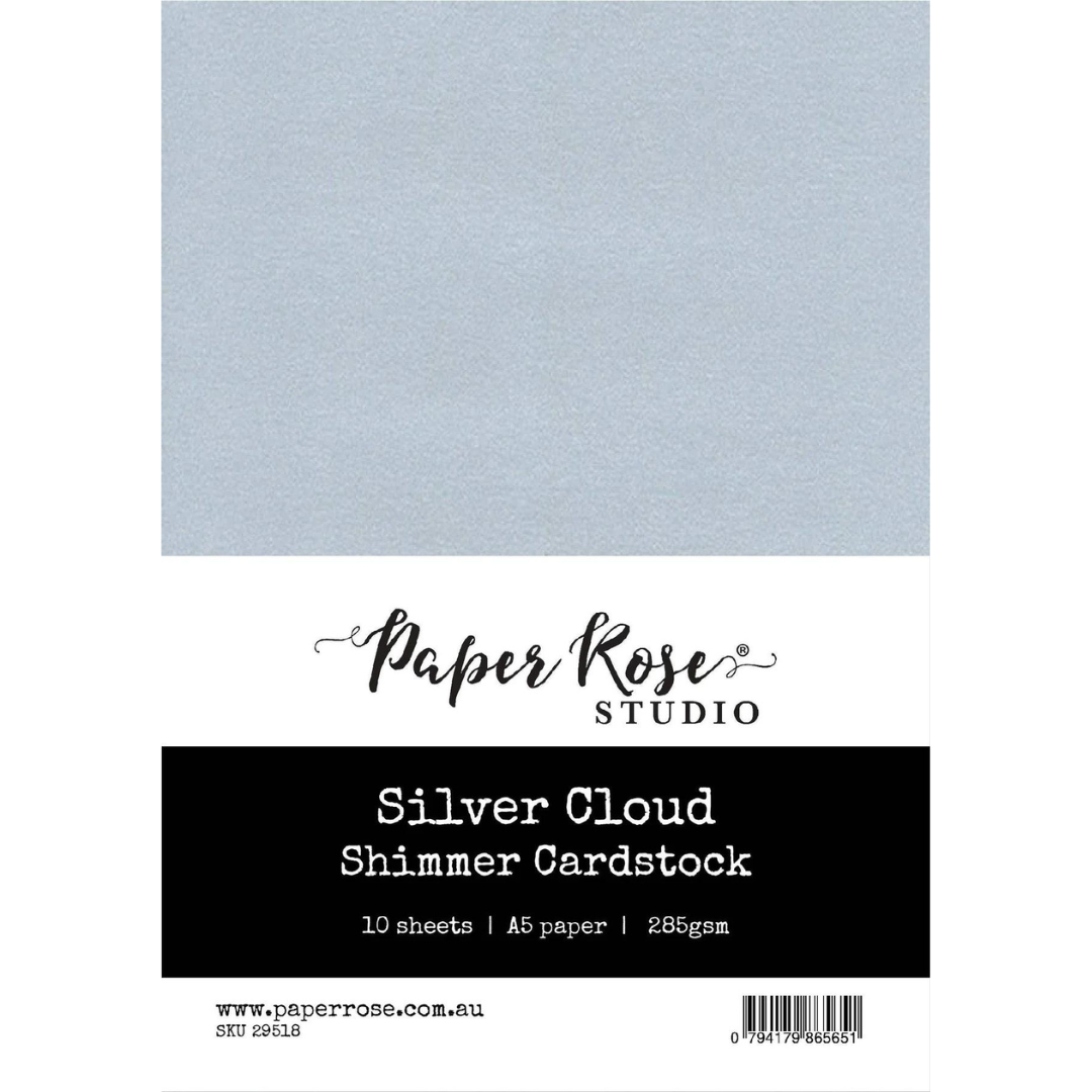 Paper Rose Studio - Silver Cloud Shimmer Cardstock A5 (10 sheet pack)