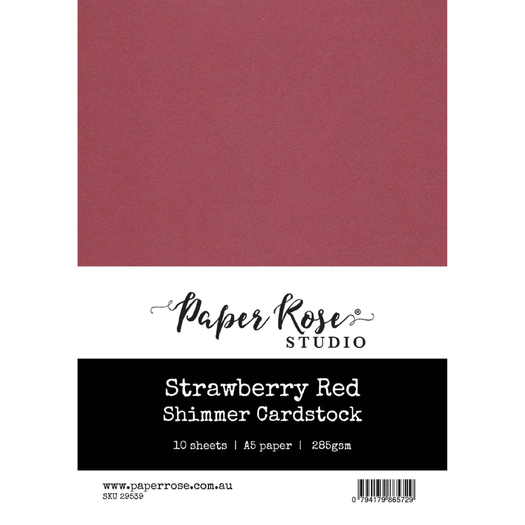 Paper Rose Studio - Strawberry Red Shimmer Cardstock A5 (10 sheet pack)