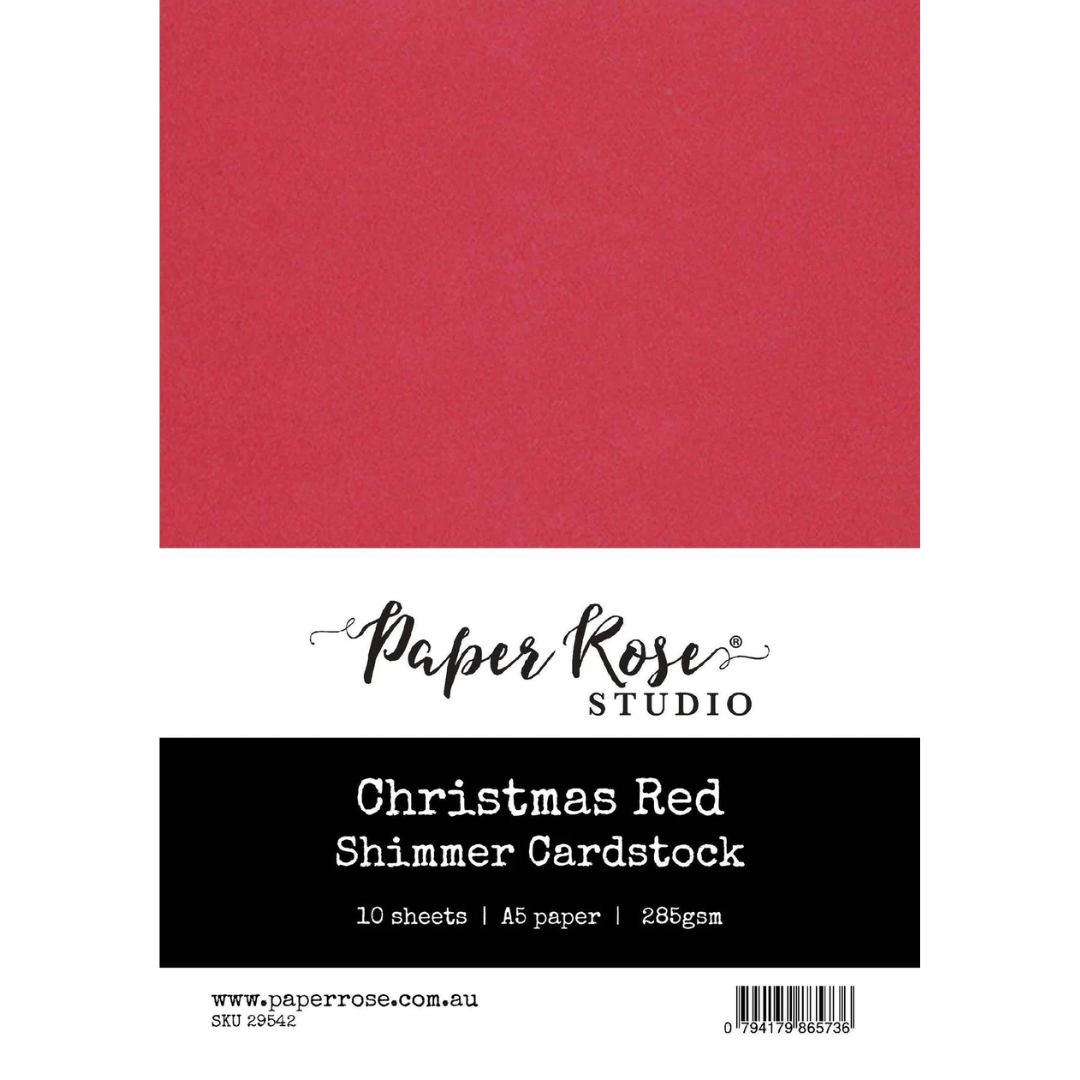 Paper Rose Studio - Christmas Red Shimmer Cardstock A5 (10 sheet pack)