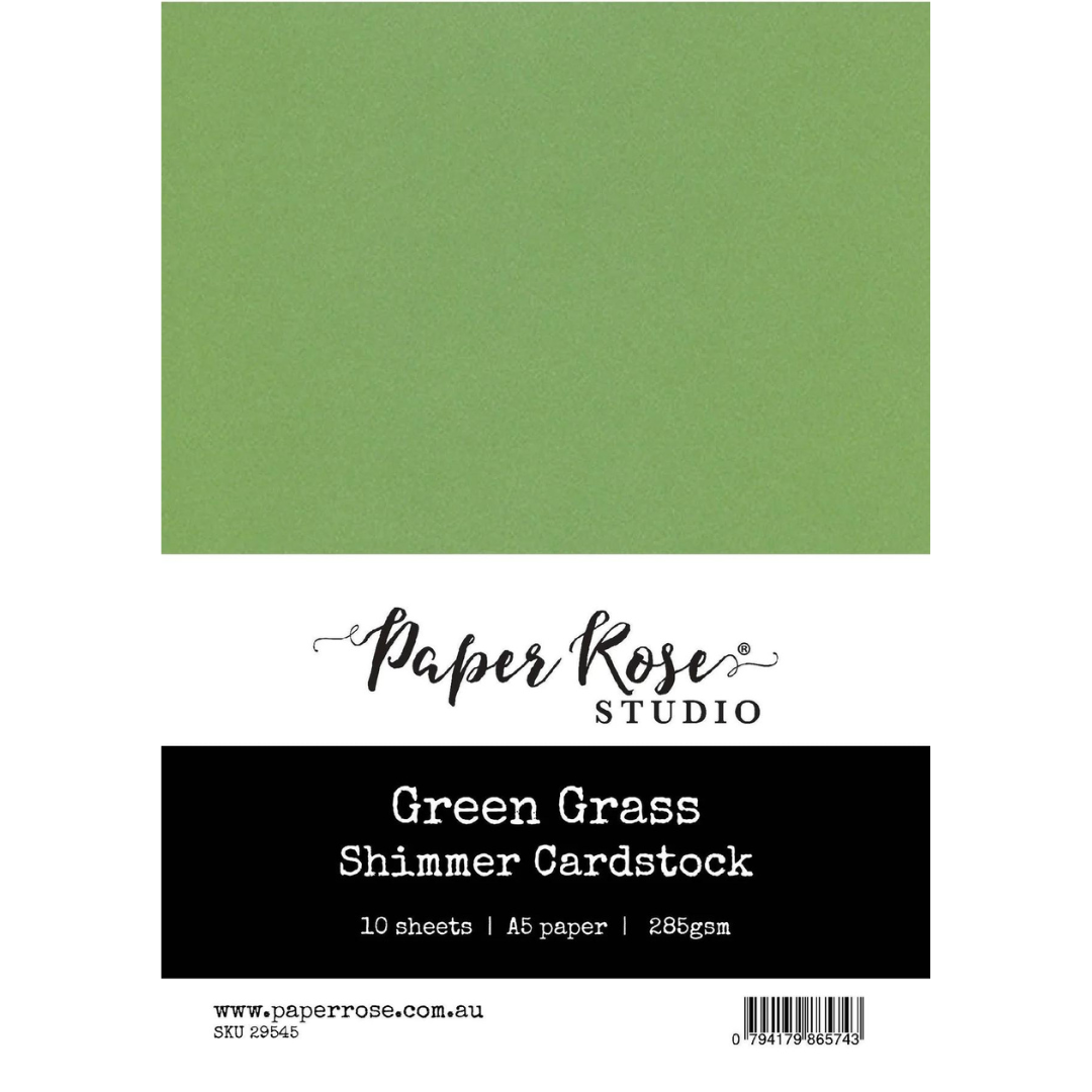 Paper Rose Studio - Green Grass Shimmer Cardstock A5 (10 sheet pack)