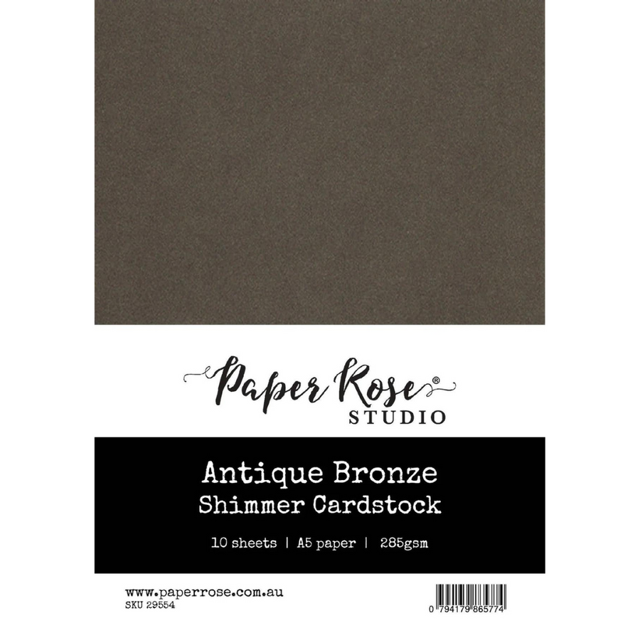 Paper Rose Studio - Antique Bronze Shimmer Cardstock A5 (10 sheet pack)