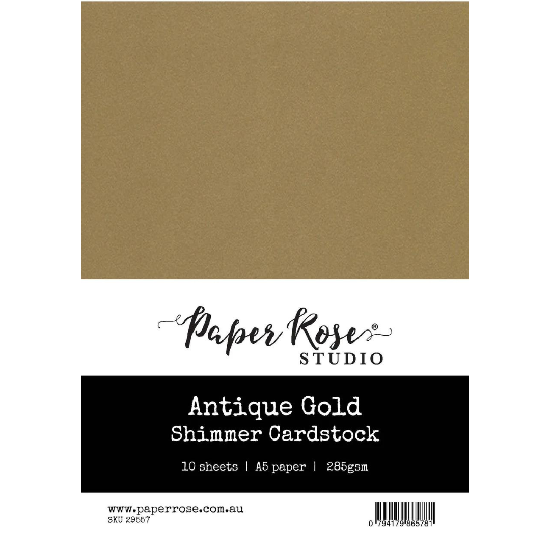 Paper Rose Studio - Antique Gold Shimmer Cardstock A5 (10 sheet pack)