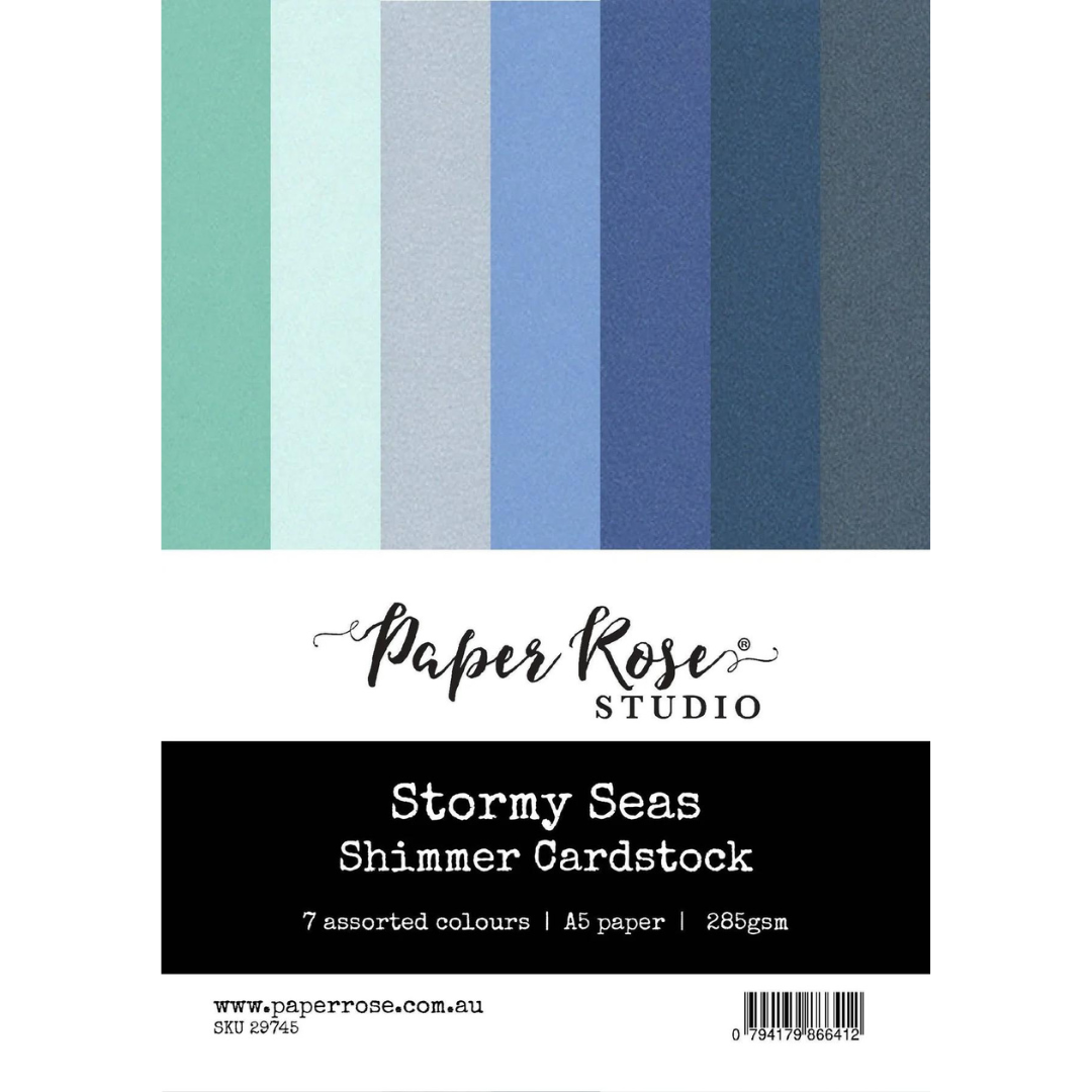 Paper Rose Studio - Stormy Seas Shimmer Cardstock A5 (7 sheet pack)