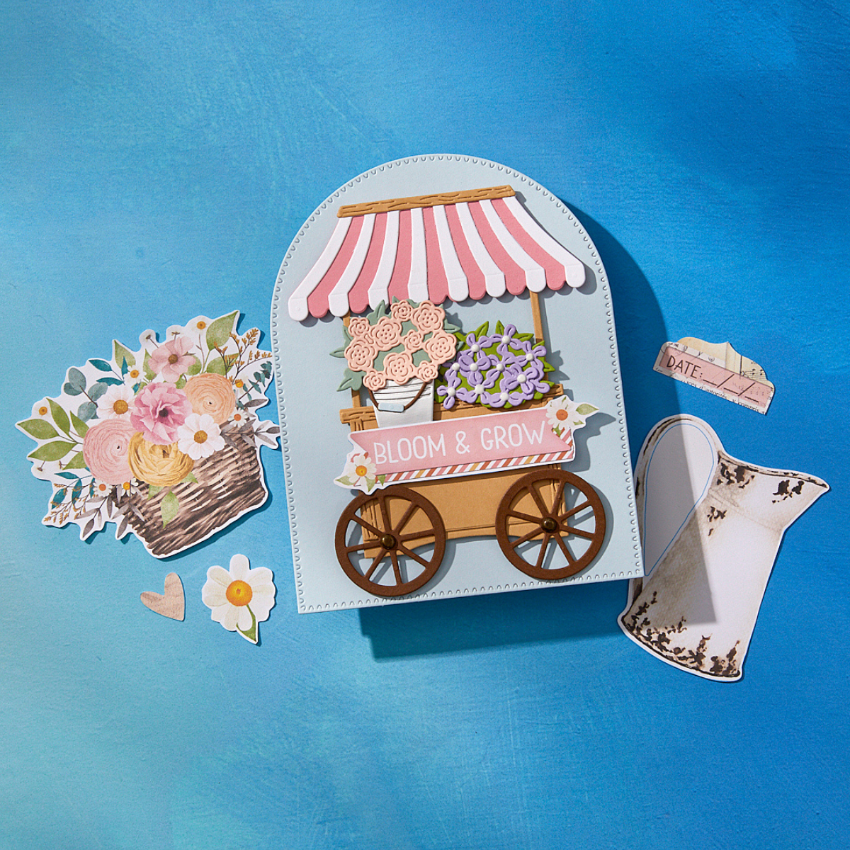 Spellbinders - Flower Cart Etched Dies from the Simple Vintage Flower Shoppe Collection with Simple Stories