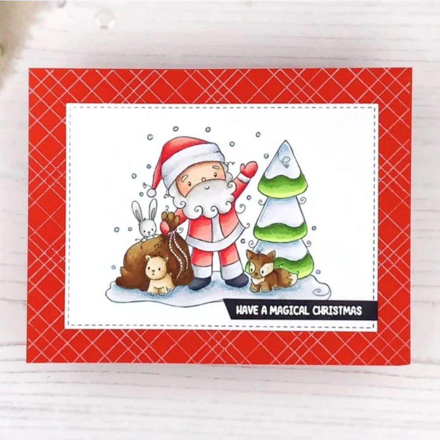 Paper Rose - Woodland Santa Be Merry Clear Stamp