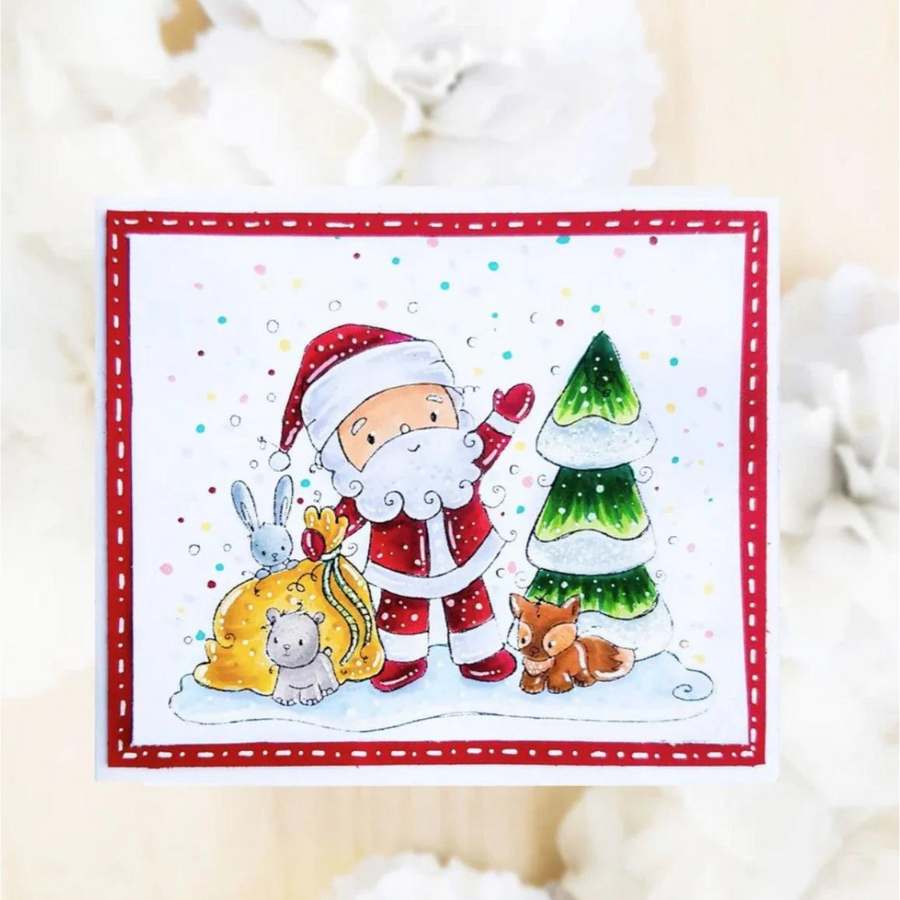 Paper Rose - Woodland Santa Be Merry Clear Stamp