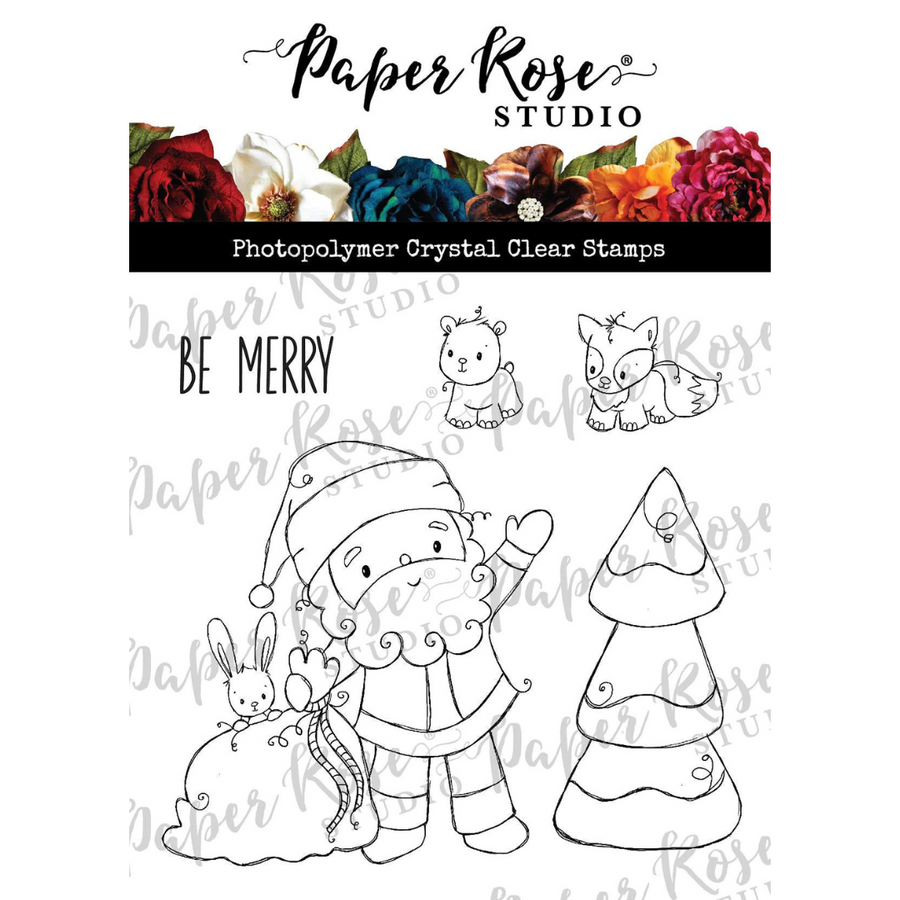 Paper Rose - Woodland Santa Be Merry Clear Stamp