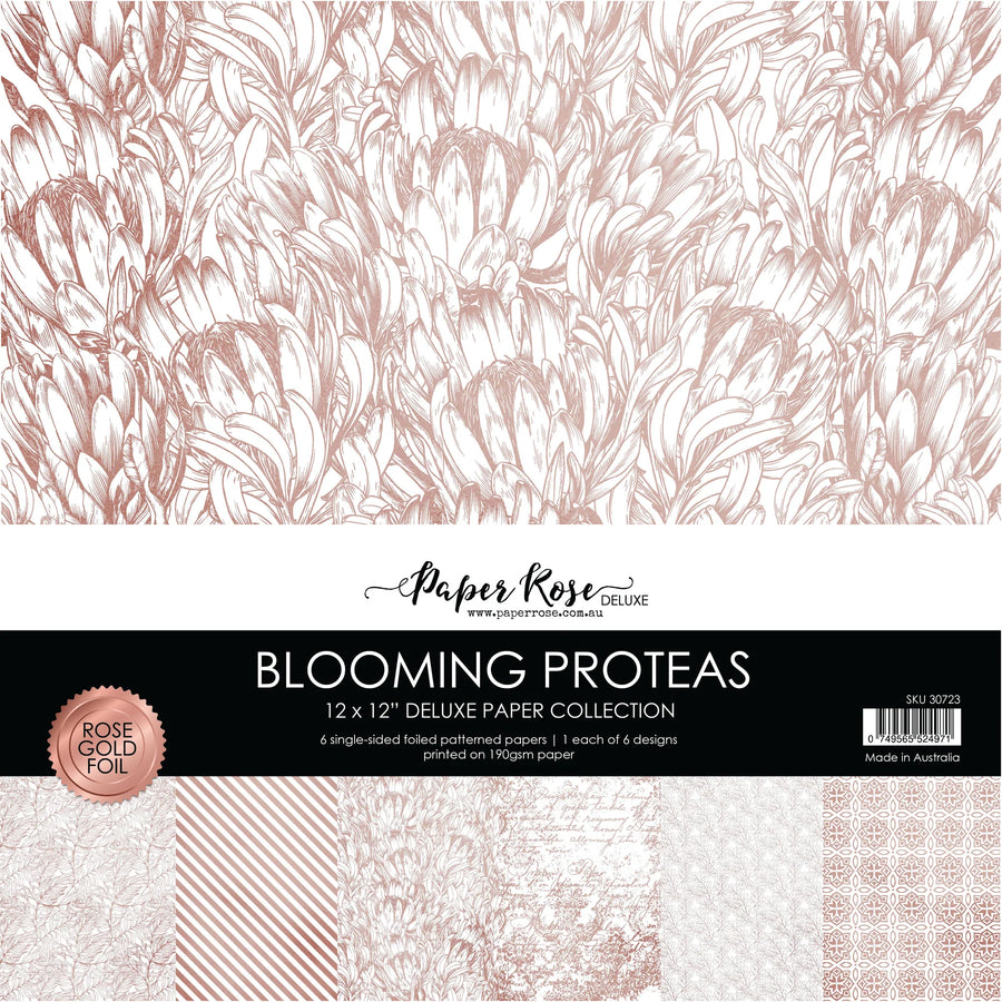 Paper Rose - Blooming Proteas Rose Gold Foil 12" x 12" Paper Collection