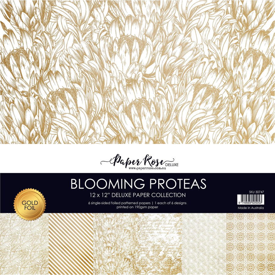 Paper Rose - Blooming Proteas Gold Foil 12" x 12" Paper Collection