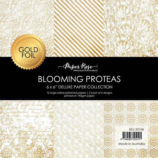 Paper Rose - Blooming Proteas Gold Foil 6" x 6" Deluxe Paper Collection