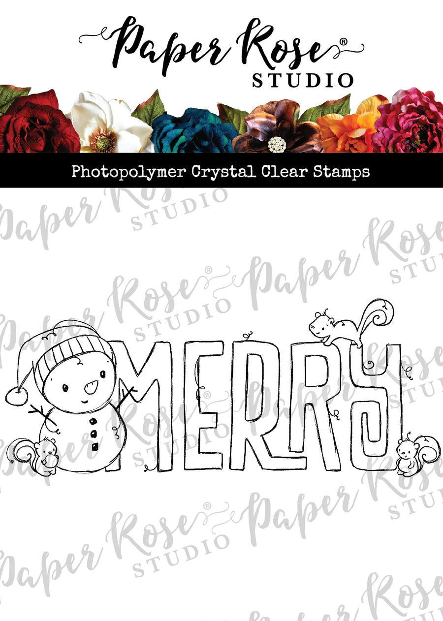 Paper Rose - Christmas Merry Word Clear Stamp