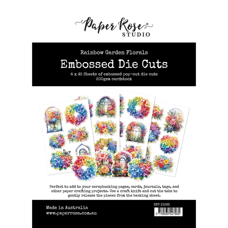 Paper Rose Studio - Rainbow Garden Florals Embossed Die Cuts