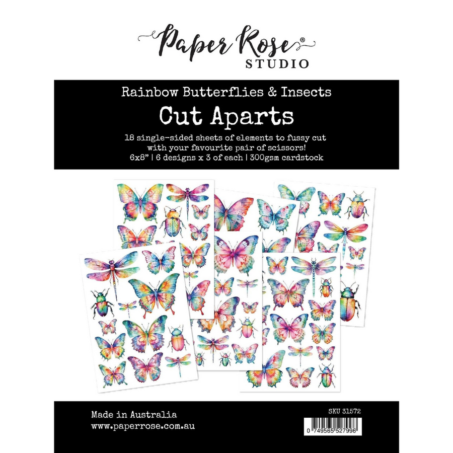 Paper Rose - Rainbow Butterflies & Insects Cut Aparts Paper Pack