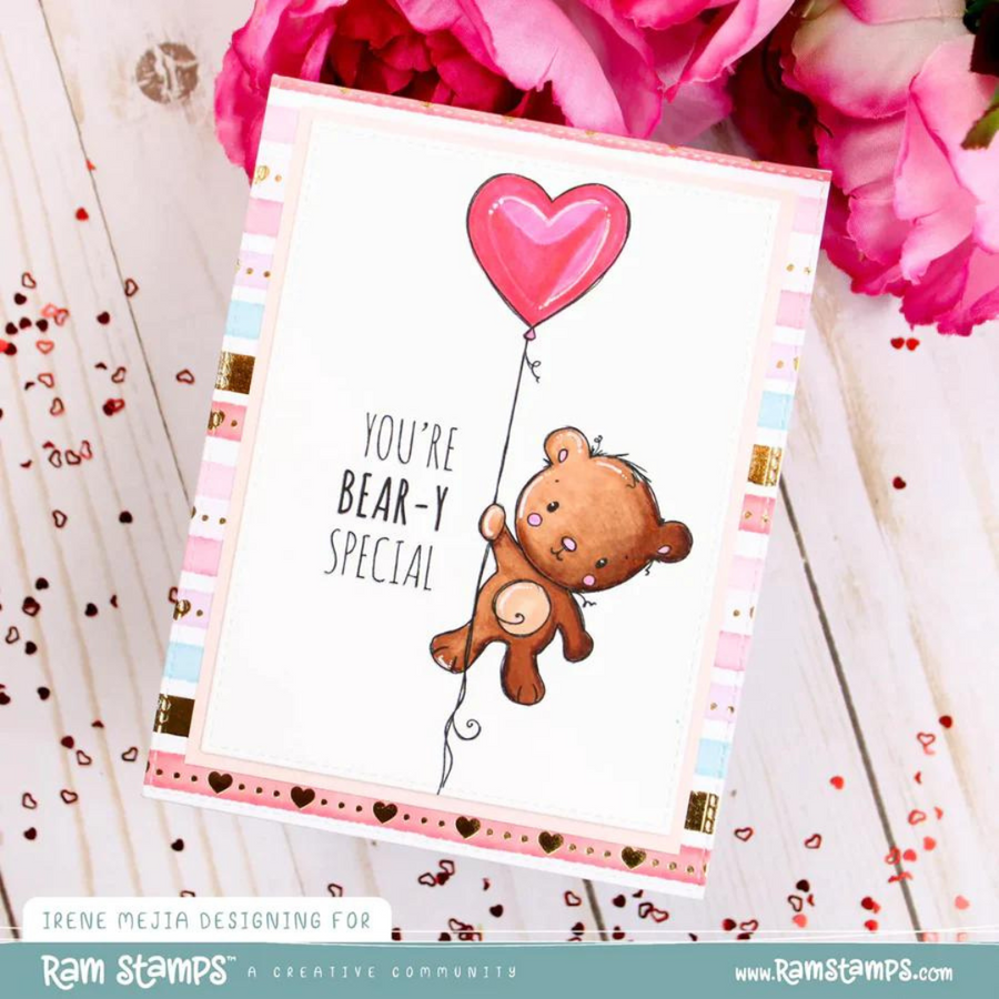 Paper Rose - Animal Valentines - Bear Clear Stamp