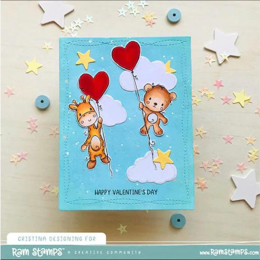 Paper Rose - Animal Valentines - Bear Clear Stamp