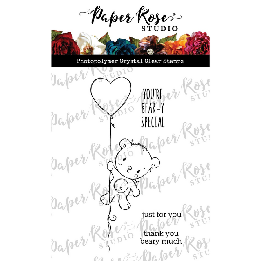 Paper Rose - Animal Valentines - Bear Clear Stamp