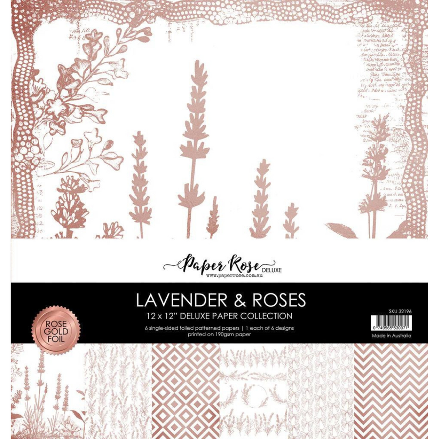 Paper Rose - Lavender & Roses - Rose Gold Foil 12" x 12" Paper Collection