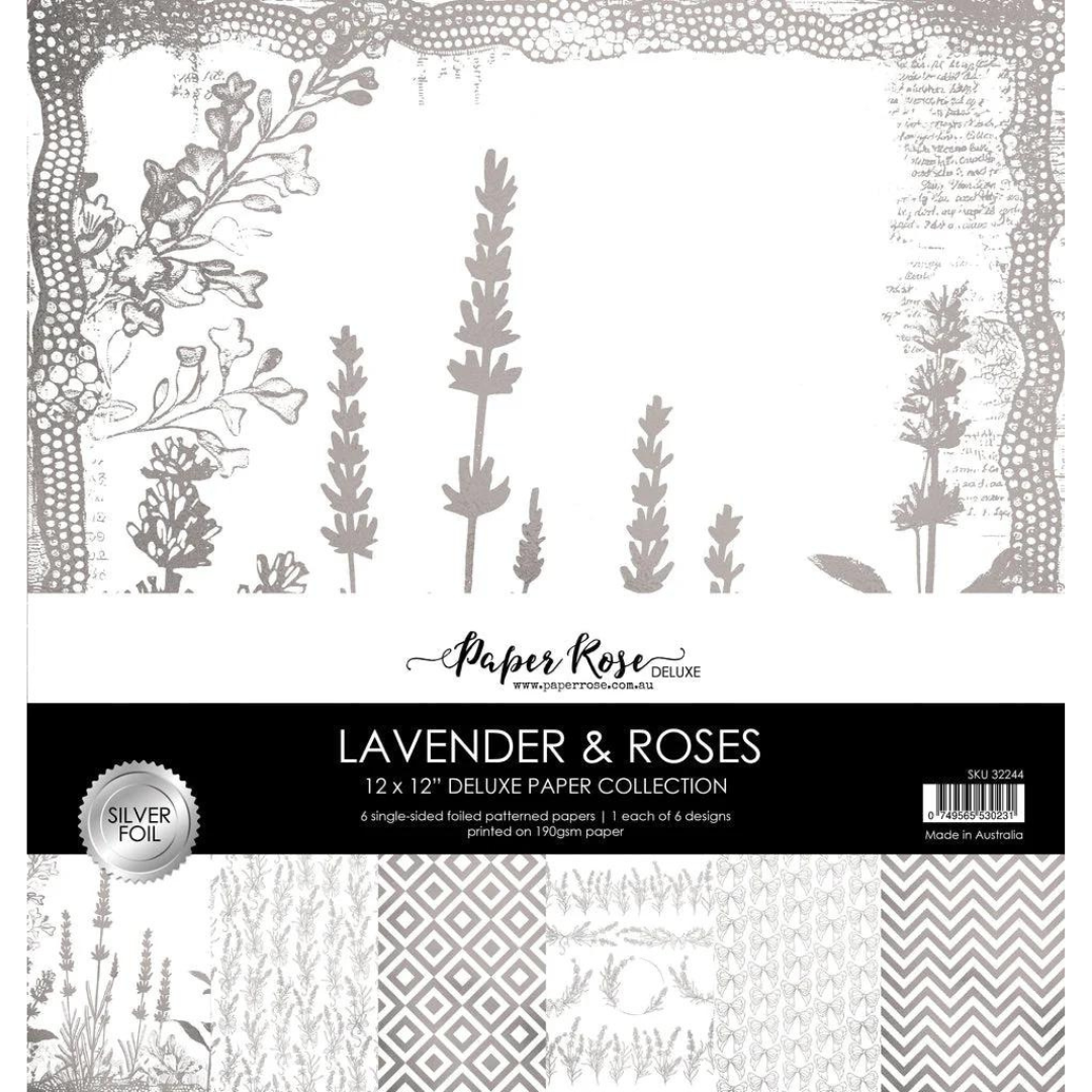 Paper Rose - Lavender & Roses - Silver Foil 12" x 12" Paper Collection