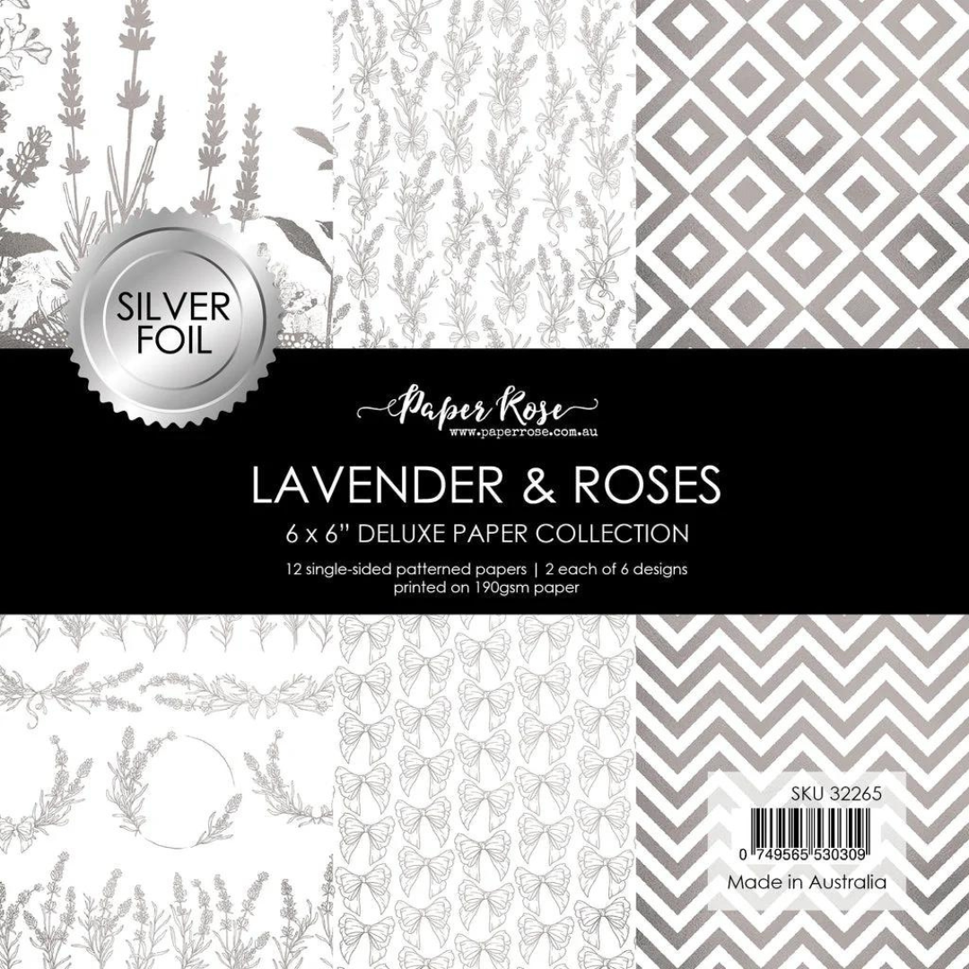 Paper Rose - Lavender & Roses - Silver Foil 6" x 6" Paper Collection