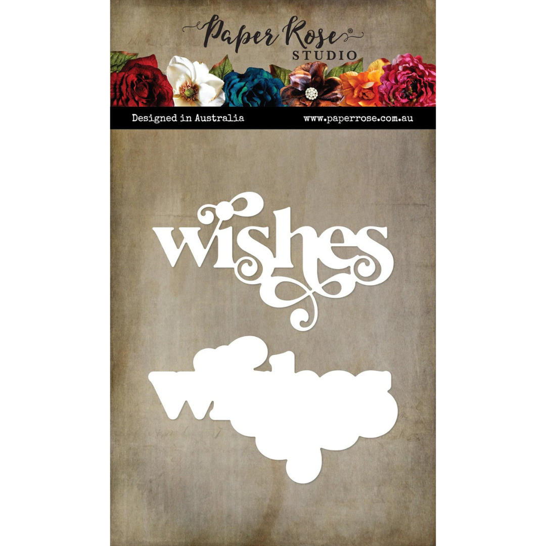 Paper Rose - Fancy Script Layered Wishes Metal Cutting Die