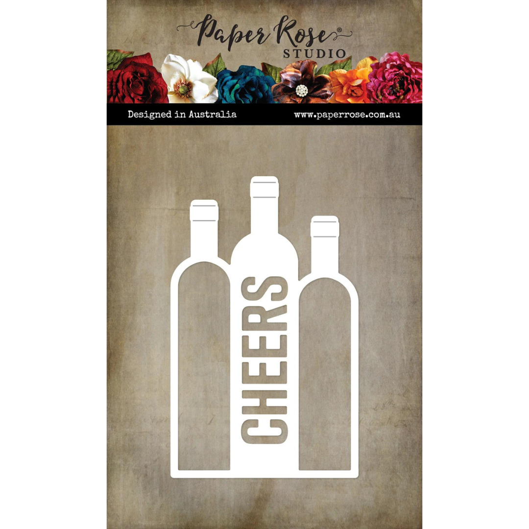 Paper Rose - Trio of Wine Bottles Cheers Metal Cutting Die