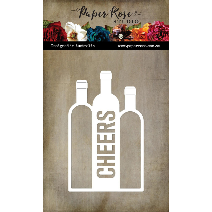 Paper Rose - Trio of Wine Bottles Cheers Metal Cutting Die