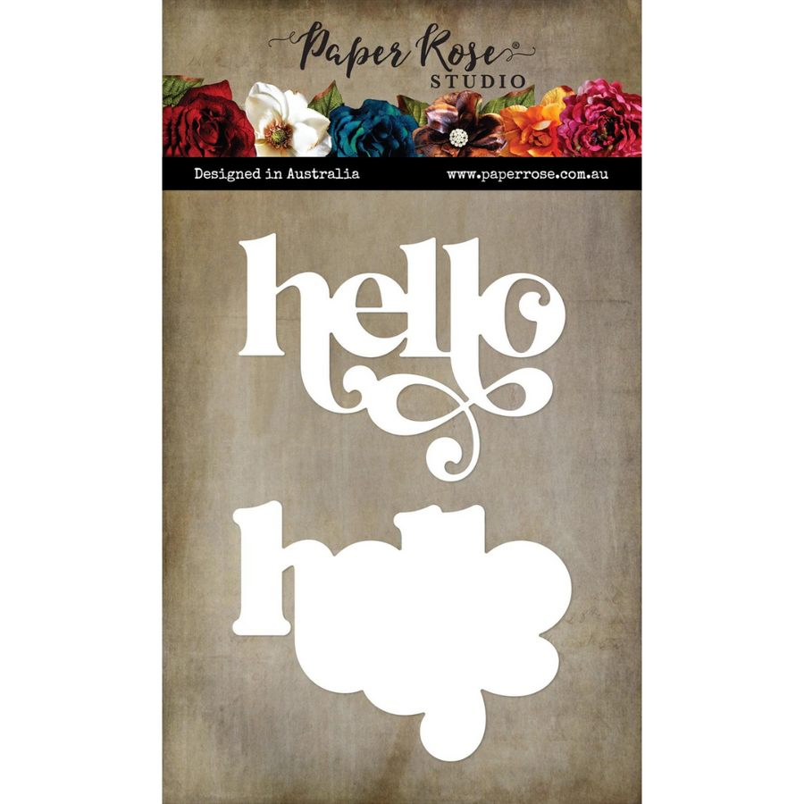 Paper Rose - Fancy Script Layered Hello Metal Cutting Die