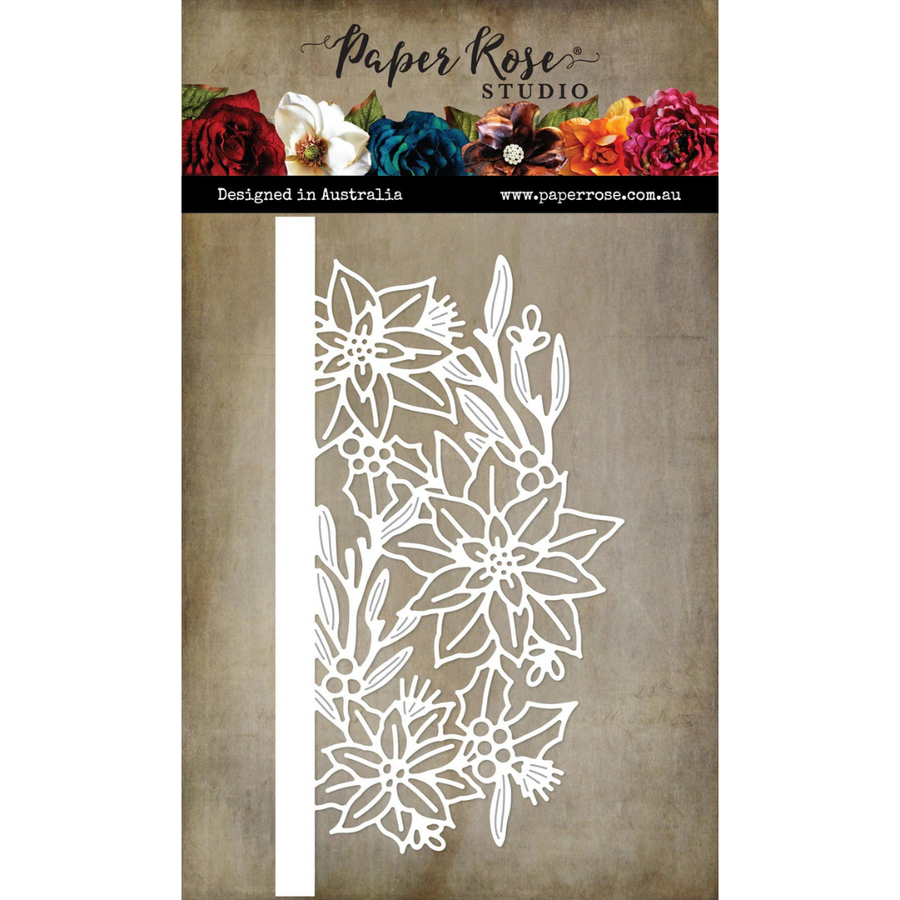 Paper Rose - White Christmas Poinsettia Border Metal Cutting Die