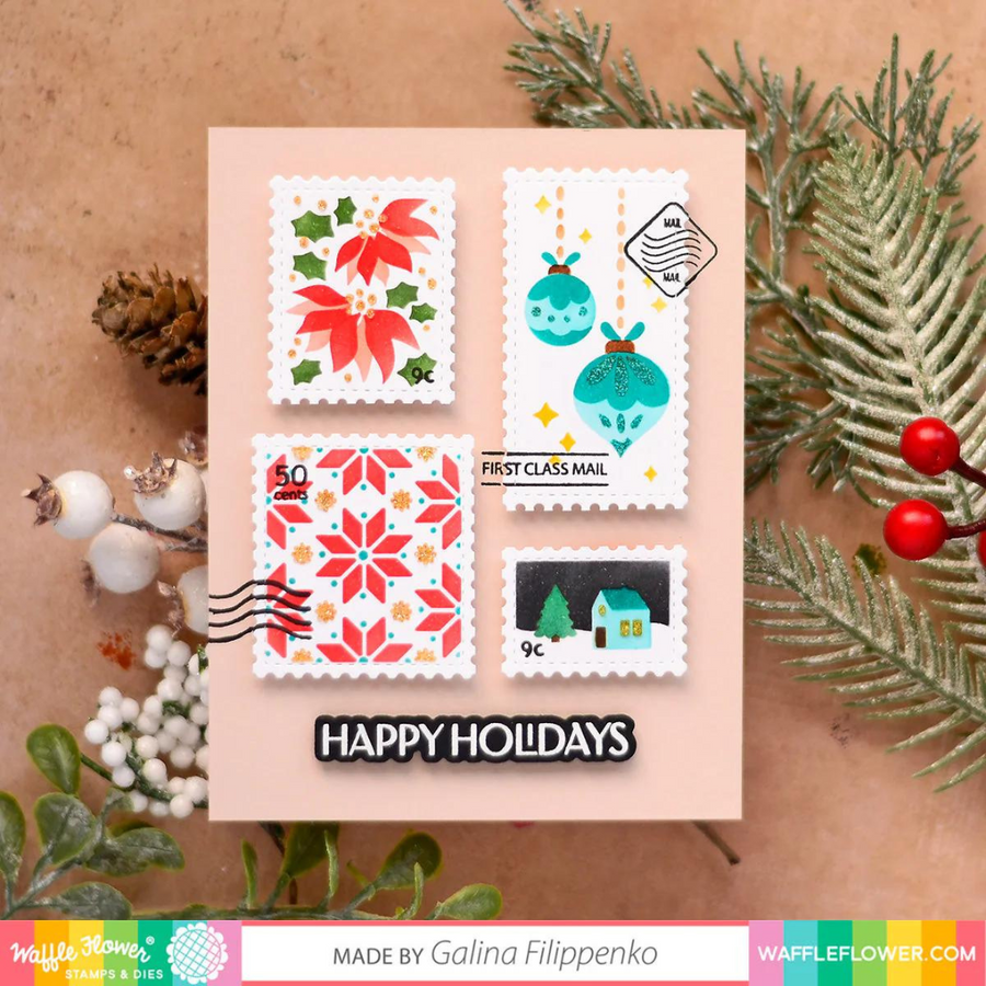 Waffle Flower - Postage Collage Christmas Stencil