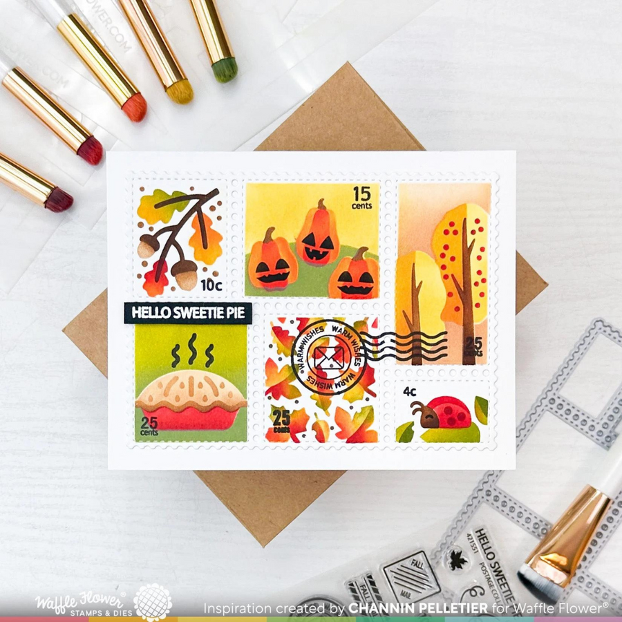 Waffle Flower - Postage Collage Fall Stencil