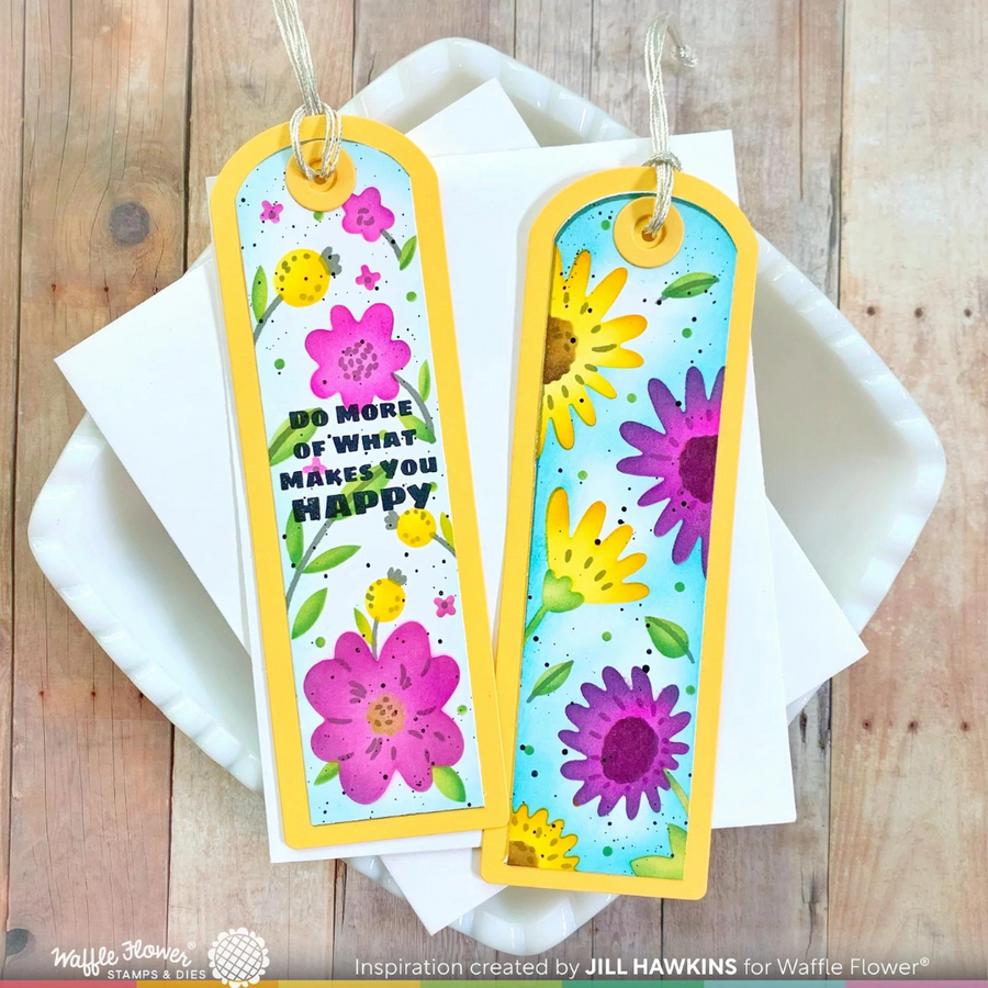 Waffle Flower - Round Floral Bookmark Duo Stencil