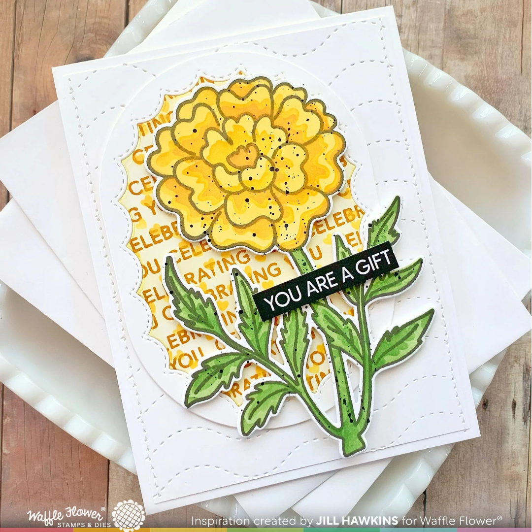 Waffle Flower - Sketched Marigold Matching Die