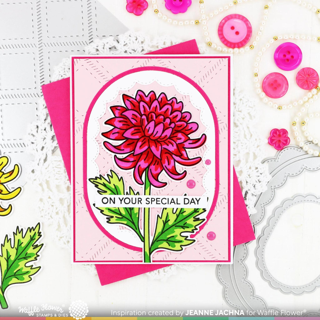 Waffle Flower - Sketched Chrysanthemum Coloring Stencil