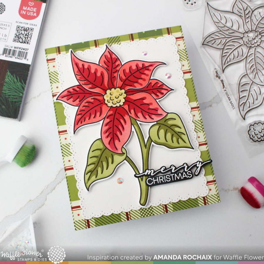 Waffle Flower - Sketched Poinsettia Stamp Set