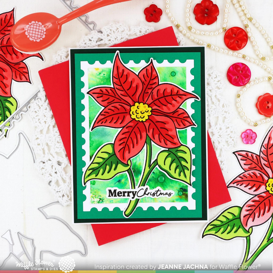 Waffle Flower - Sketched Poinsettia Coloring Stencil