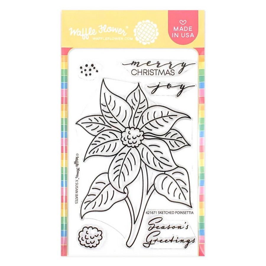 Waffle Flower - Sketched Poinsettia Stamp Set