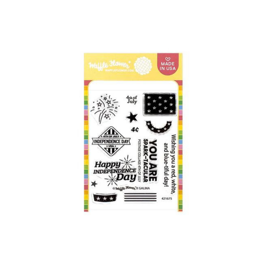 Waffle Flower - Postage Collage 4th Of July Stamp Set