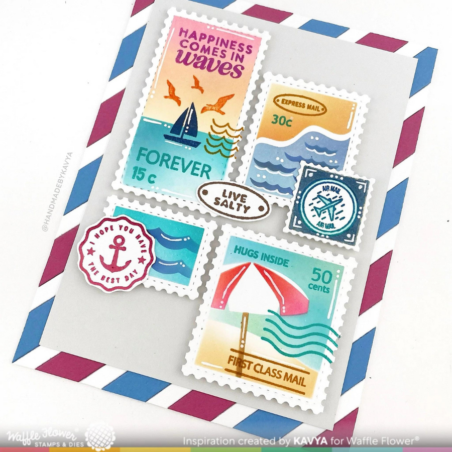 Waffle Flower - Postage Collage Beach Days Stamp Set