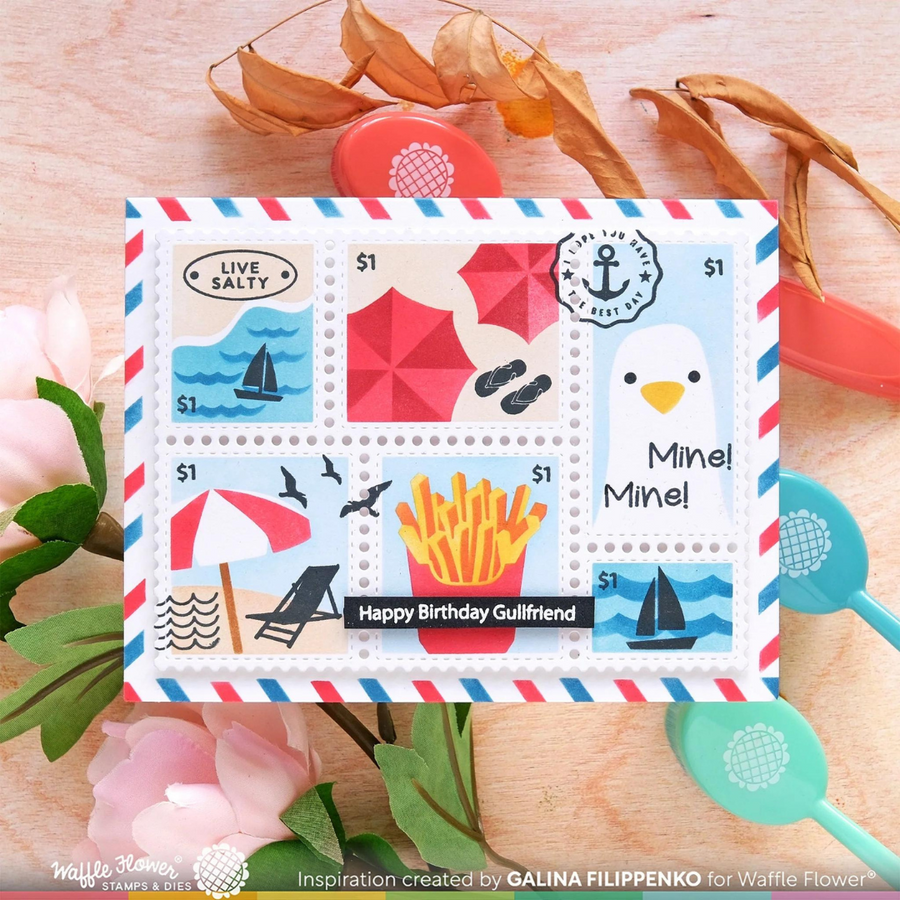 Waffle Flower - Postage Collage Beach Days Stamp Set