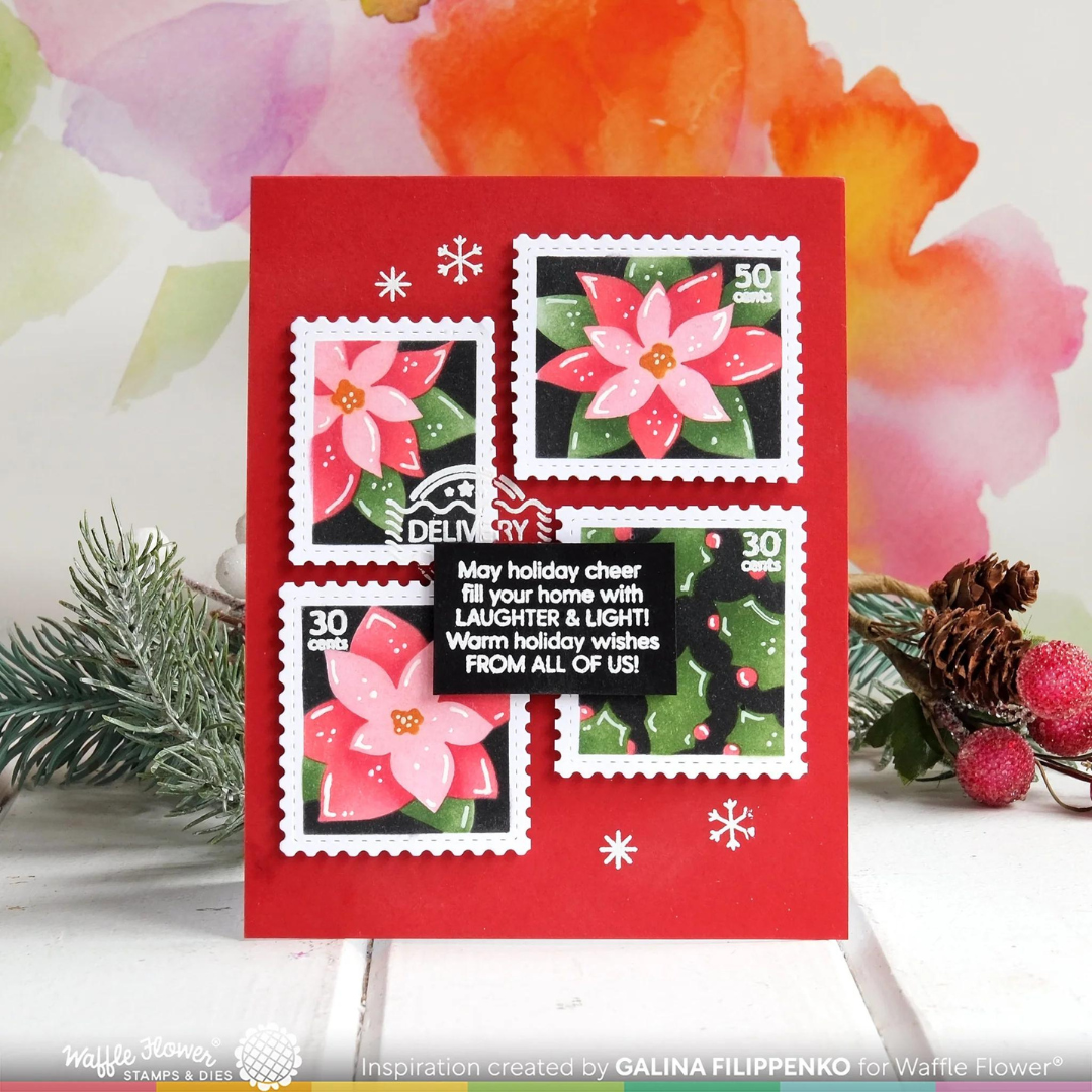 Waffle Flower - Postage Collage Poinsettia Stencil